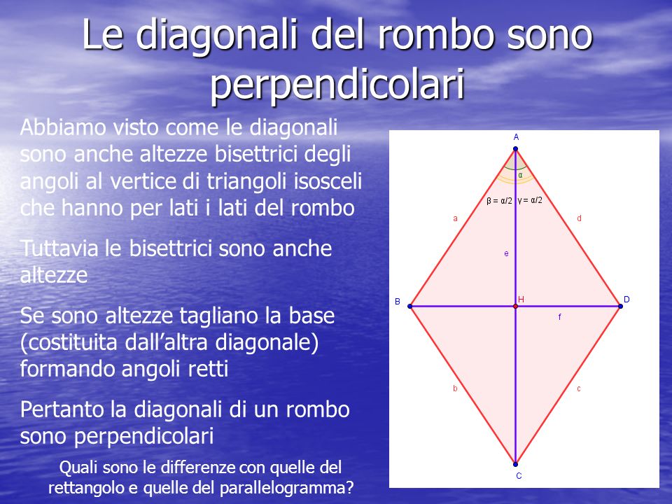 Le diagonali del rombo sono perpendicolari