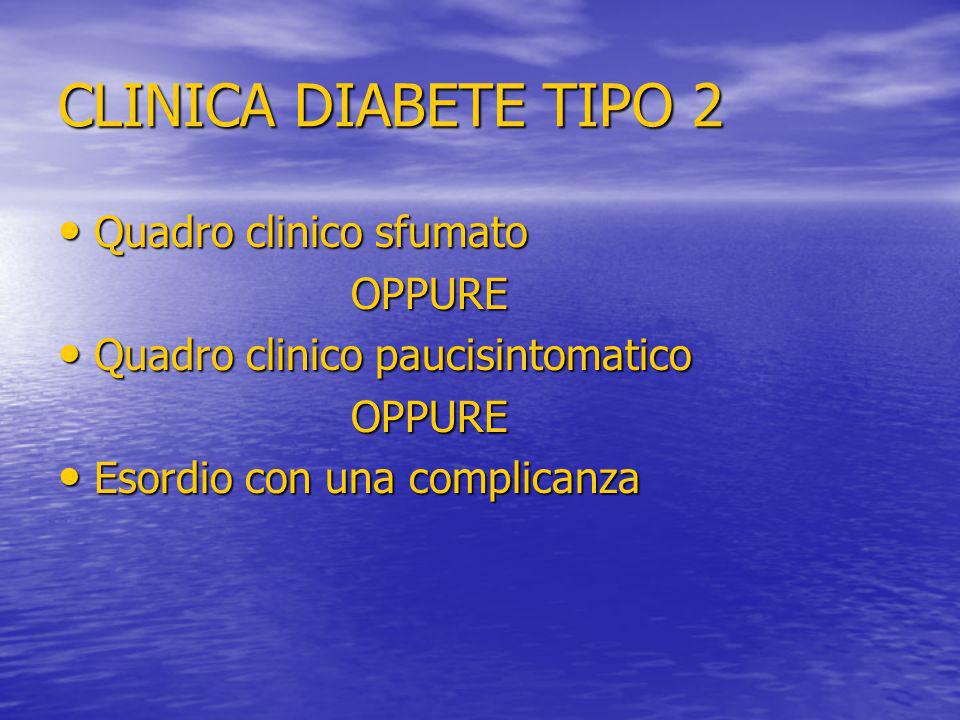 CLINICA DIABETE TIPO 2 Quadro clinico sfumato OPPURE
