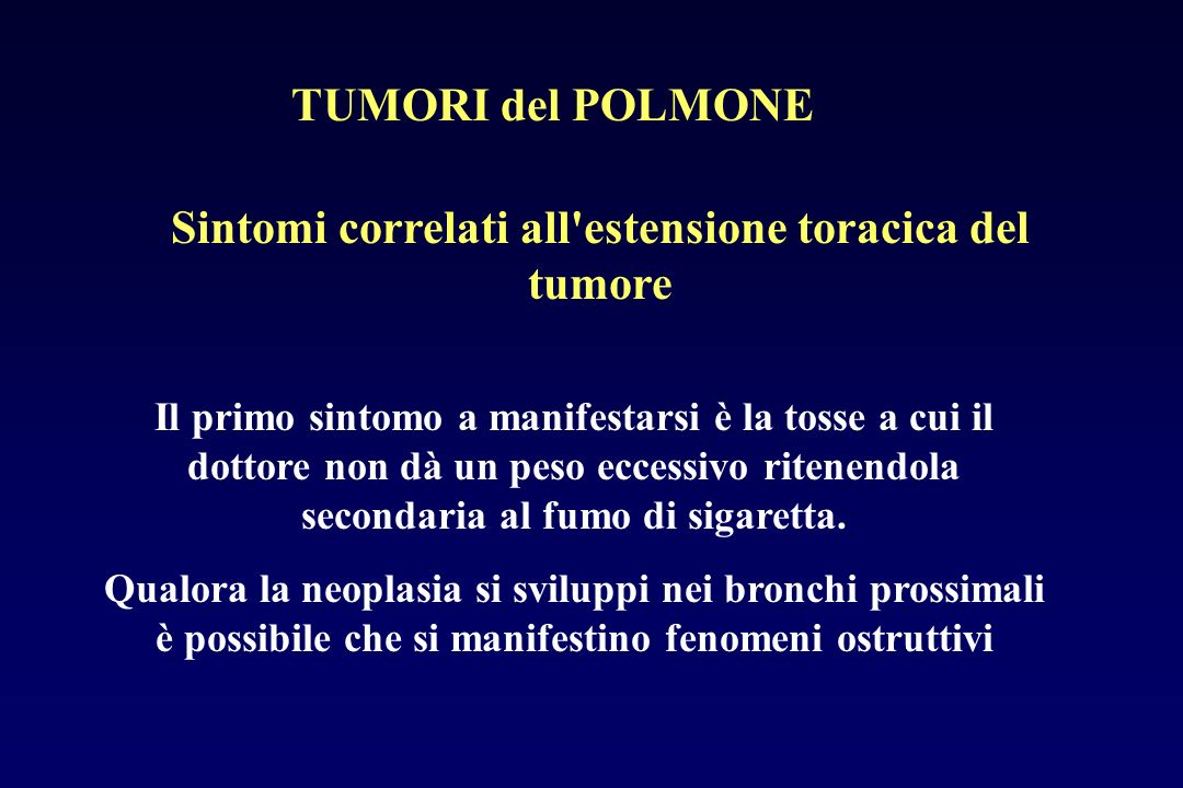 Sintomi correlati all estensione toracica del tumore