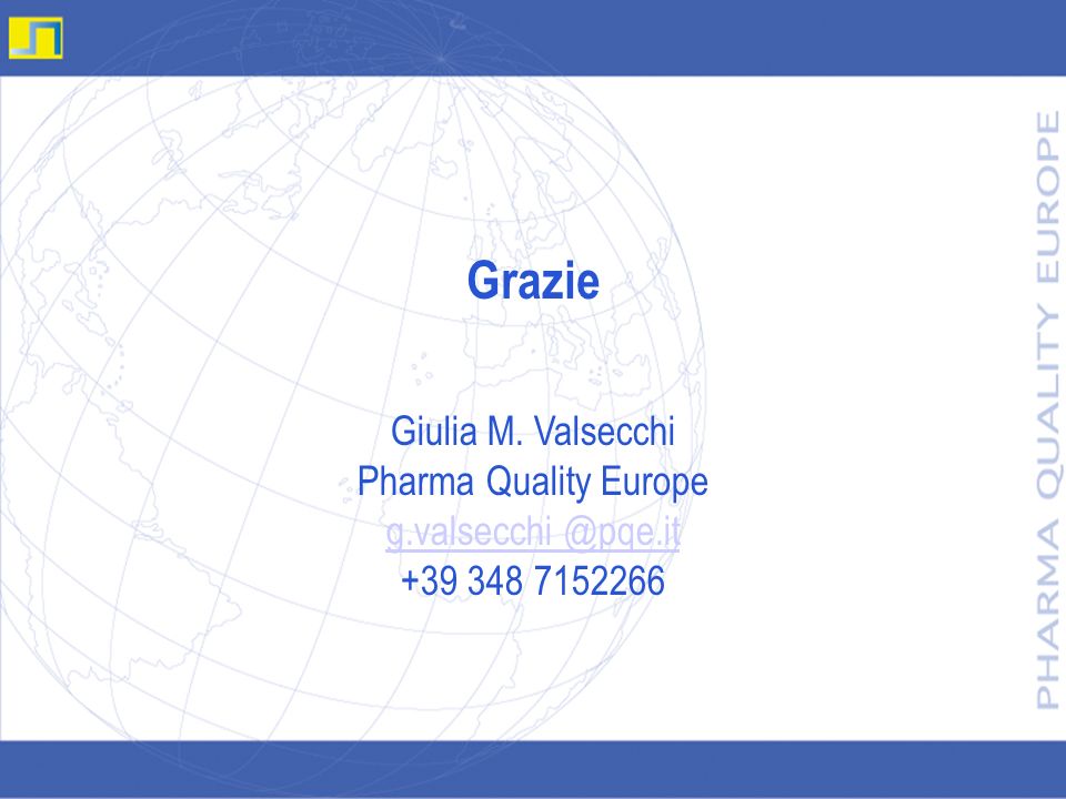 Grazie Giulia M. Valsecchi Pharma Quality Europe
