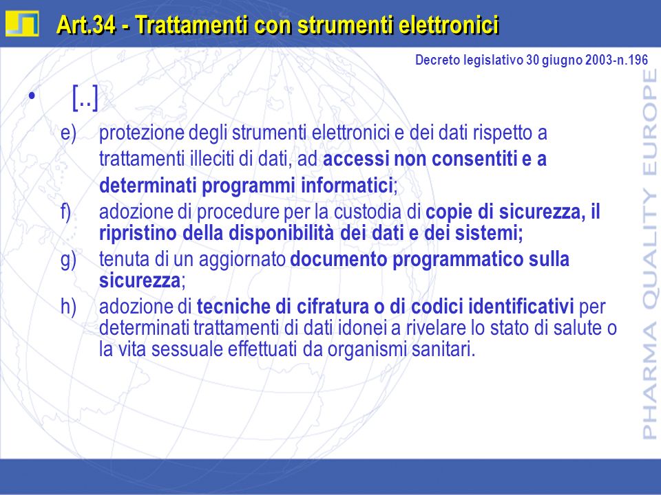 [..] Art.34 - Trattamenti con strumenti elettronici