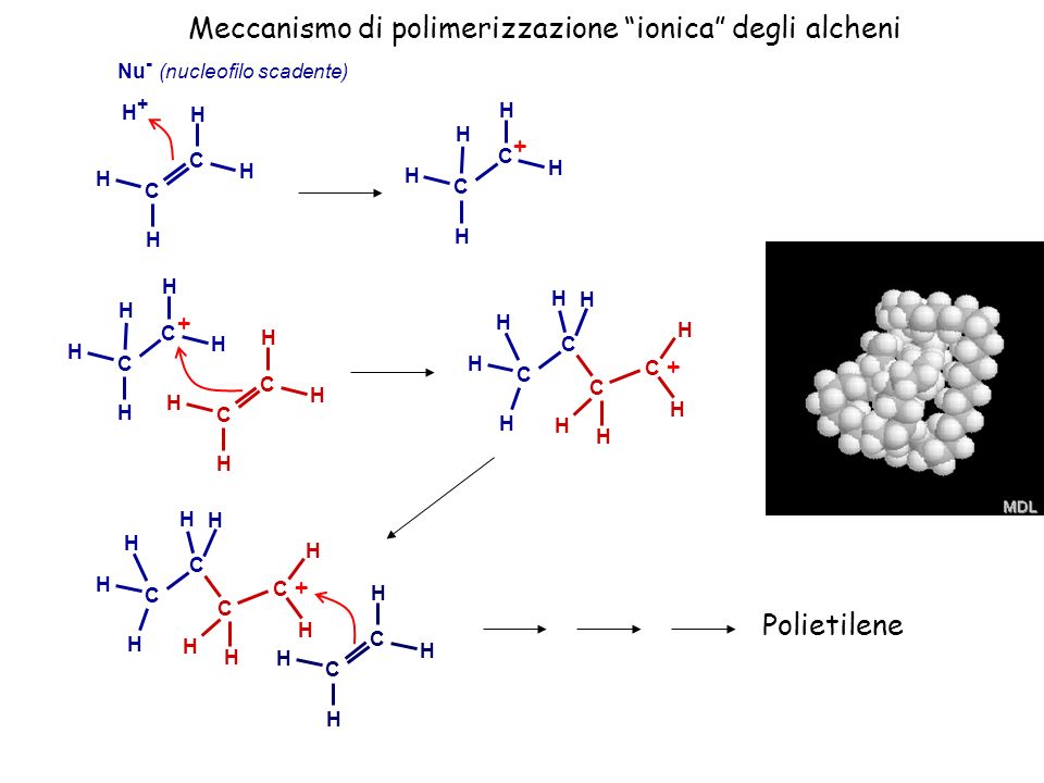 Meccanismo di polimerizzazione ionica degli alcheni