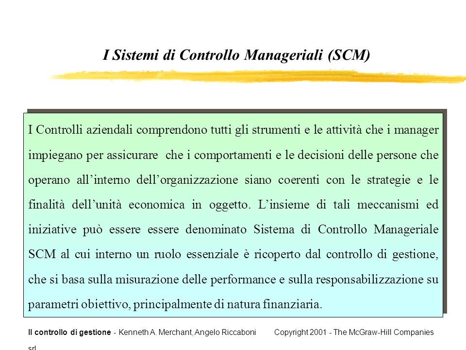 I Sistemi di Controllo Manageriali (SCM)