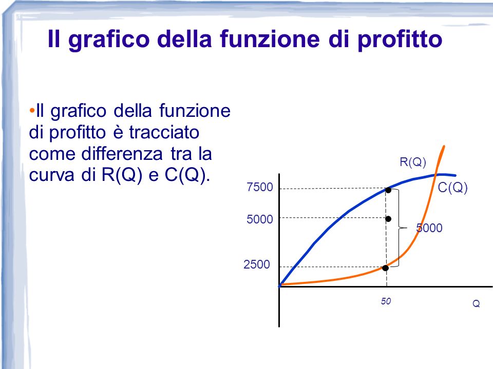 Il grafico della funzione di profitto