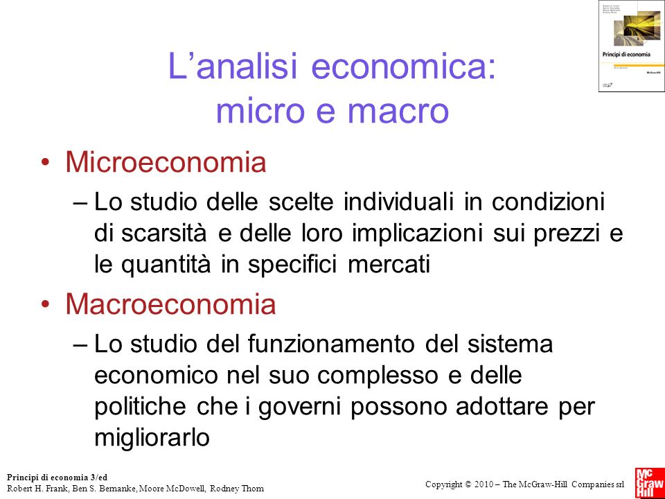 L’analisi economica: micro e macro