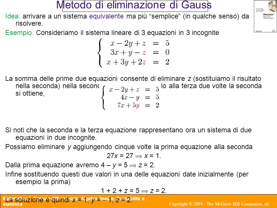 Metodo di eliminazione di Gauss