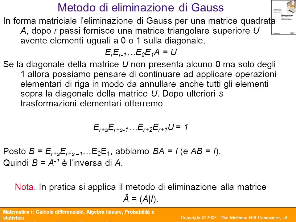 Metodo di eliminazione di Gauss