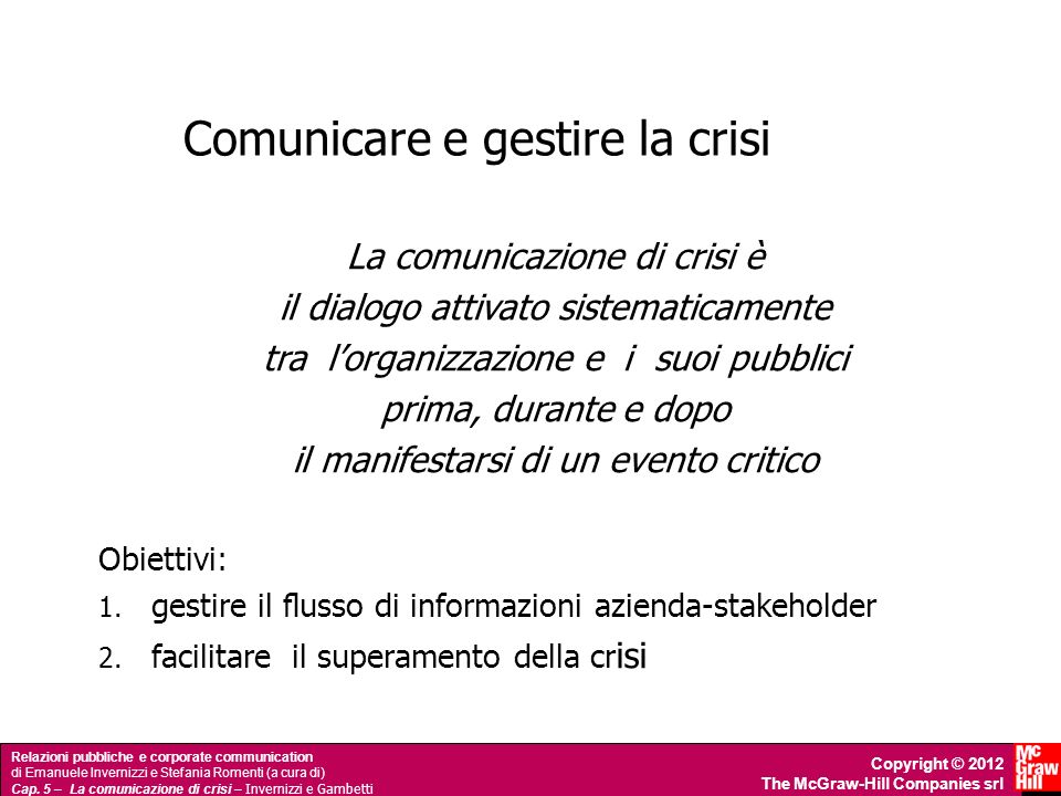 Comunicare e gestire la crisi