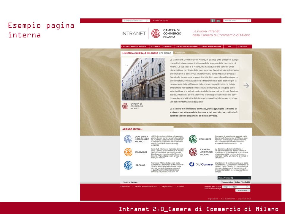 Esempio pagina interna Intranet 2.0_Camera di Commercio di Milano