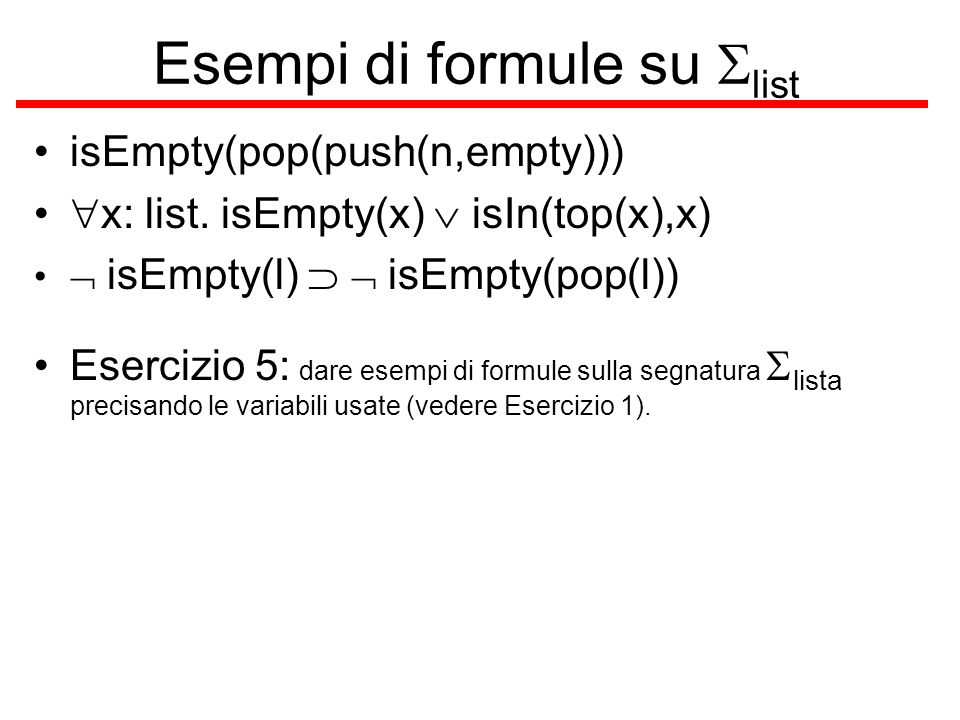 Esempi di formule su Slist
