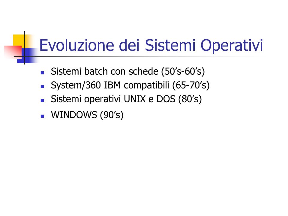 Evoluzione dei Sistemi Operativi