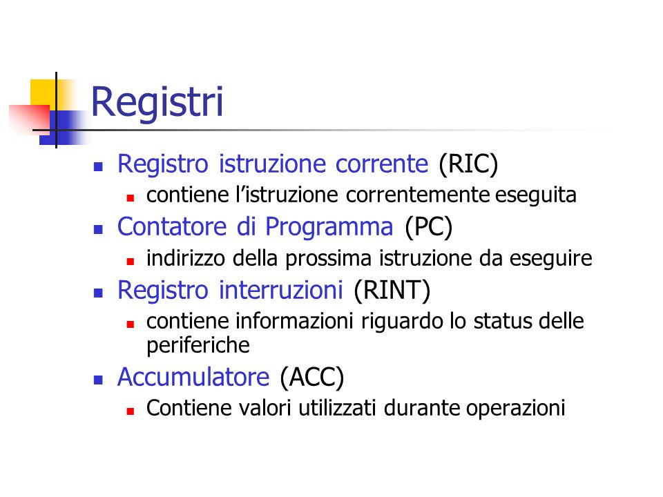 Registri Registro istruzione corrente (RIC)