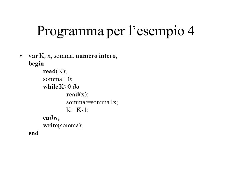 Programma per l’esempio 4