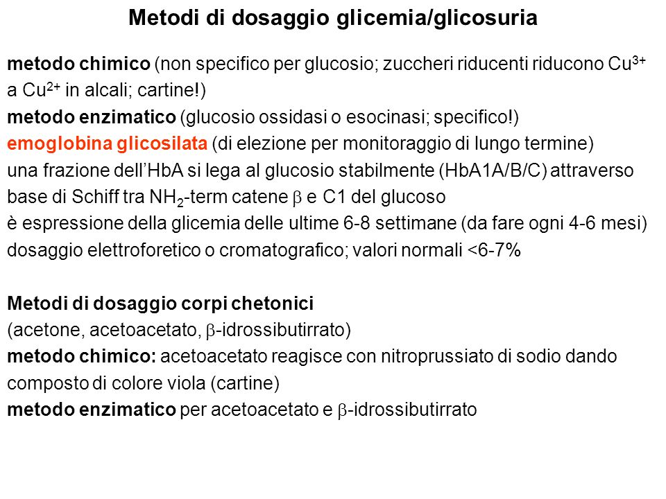 Metodi di dosaggio glicemia/glicosuria