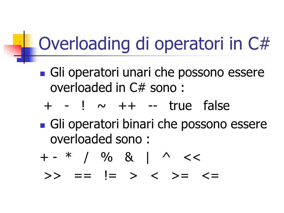 Overloading di operatori in C#