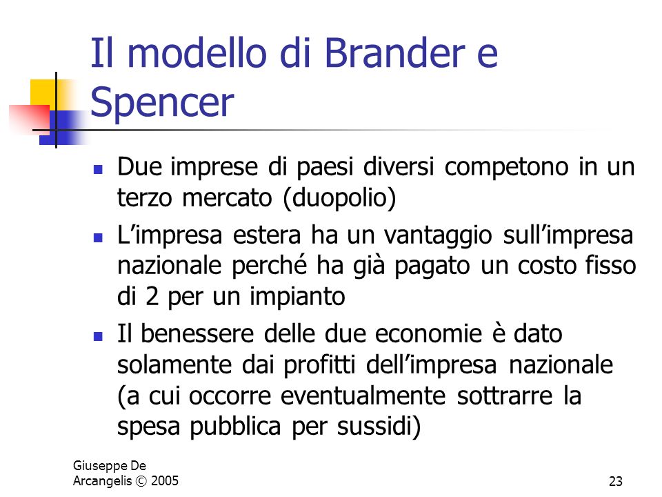 Il modello di Brander e Spencer