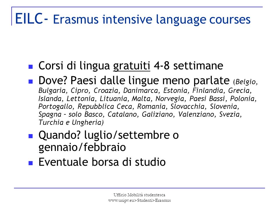 EILC- Erasmus intensive language courses