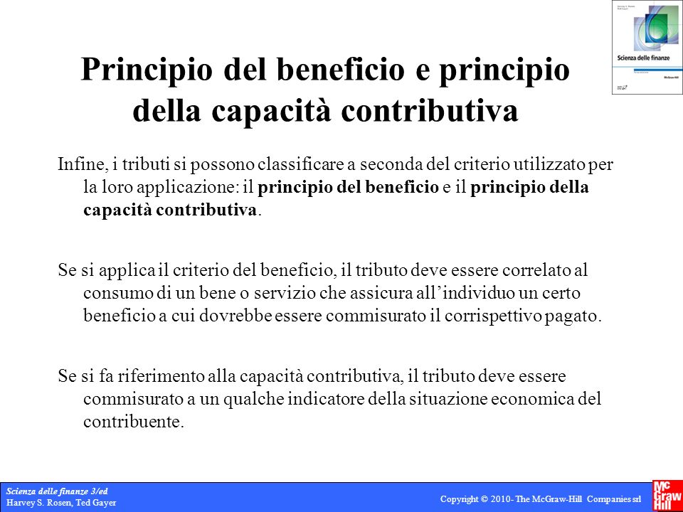 Principio del beneficio e principio della capacità contributiva