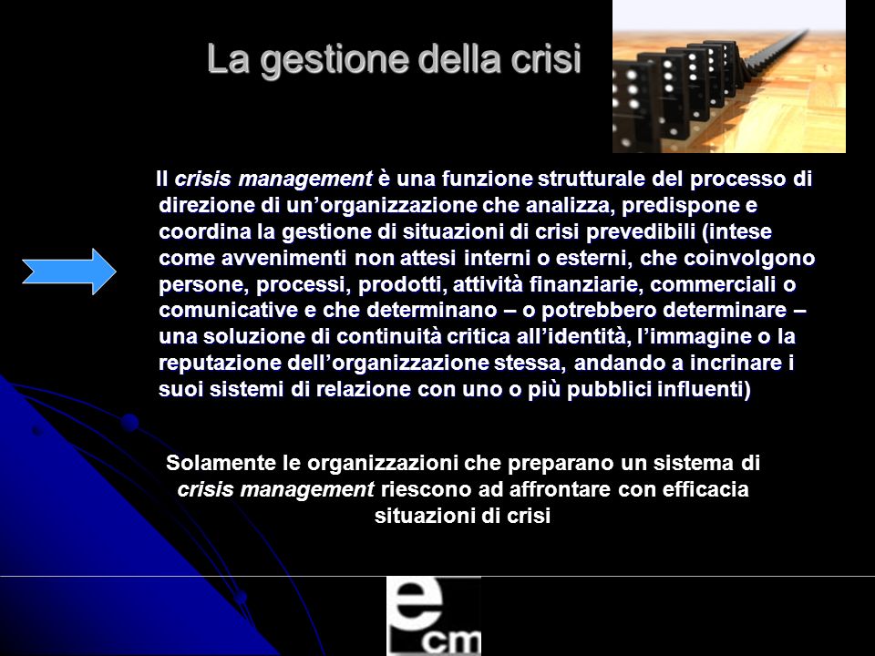 La gestione della crisi