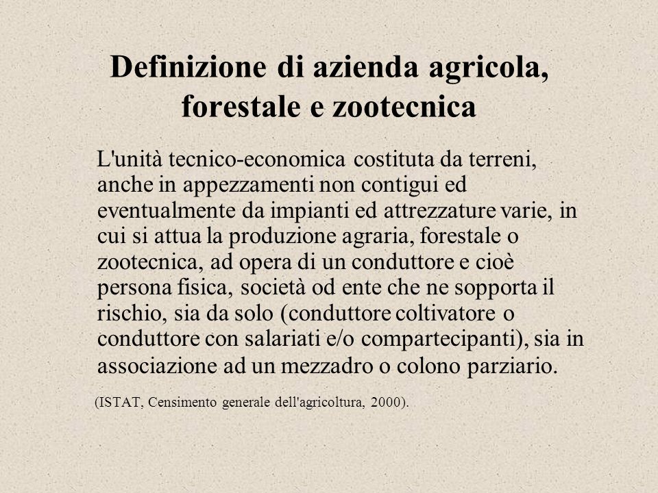 Definizione di azienda agricola, forestale e zootecnica