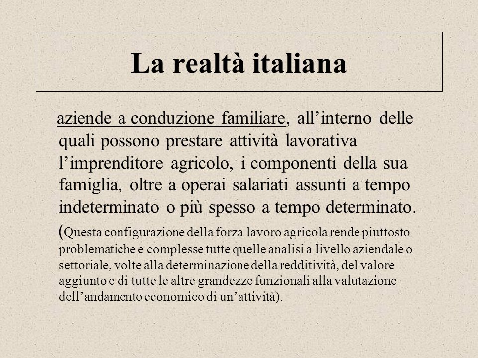 La realtà italiana