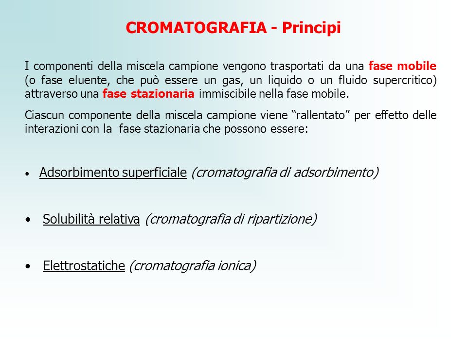 CROMATOGRAFIA - Principi