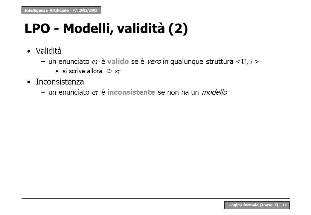 LPO - Modelli, validità (2)