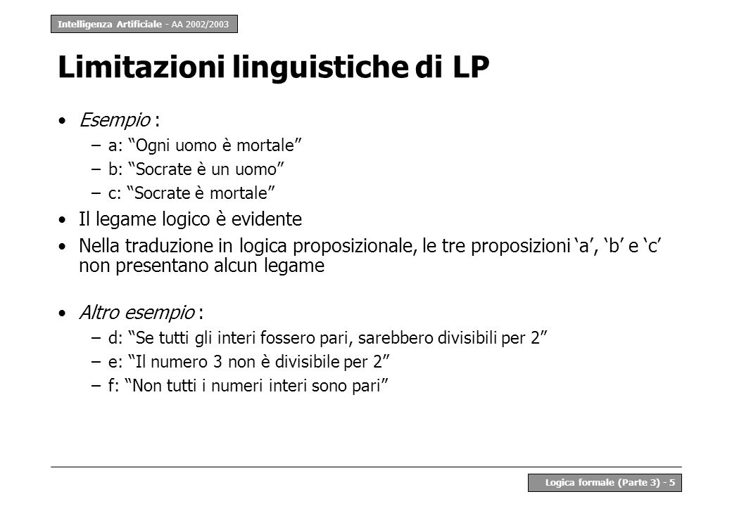 Limitazioni linguistiche di LP