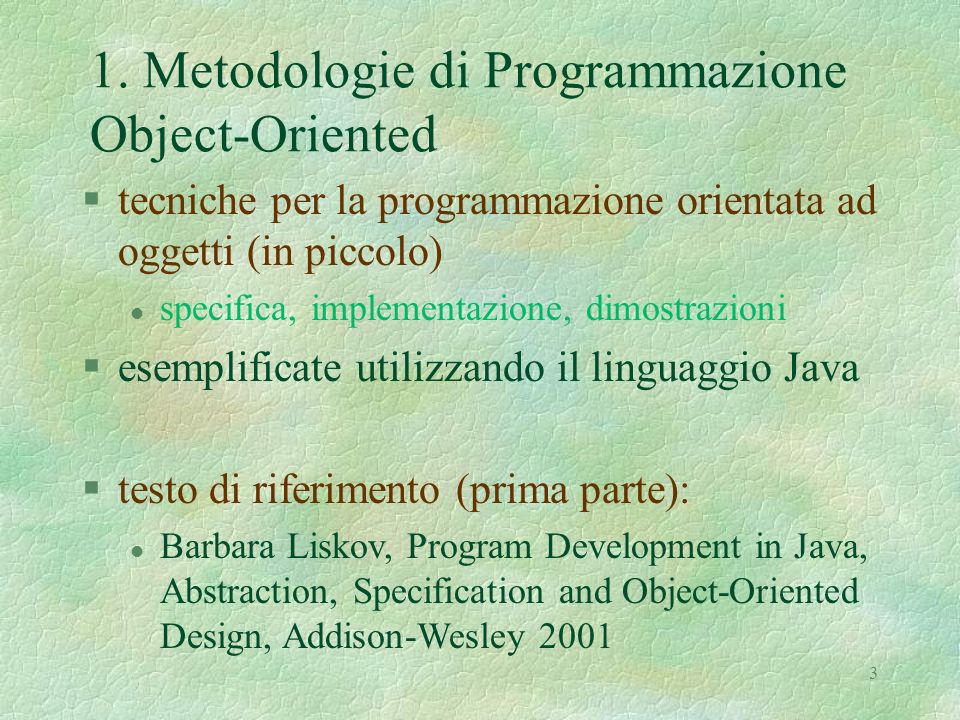 1. Metodologie di Programmazione Object-Oriented