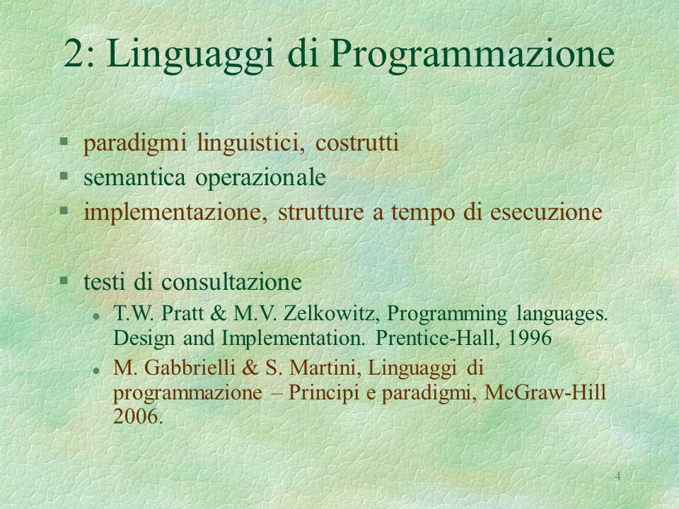 2: Linguaggi di Programmazione