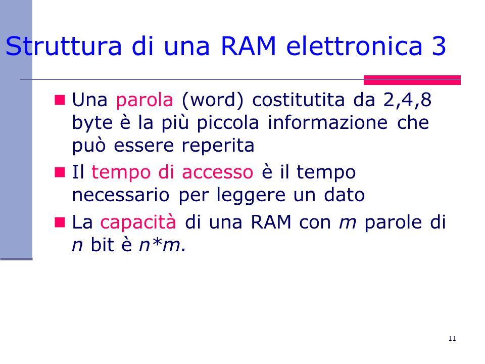 Struttura di una RAM elettronica 3