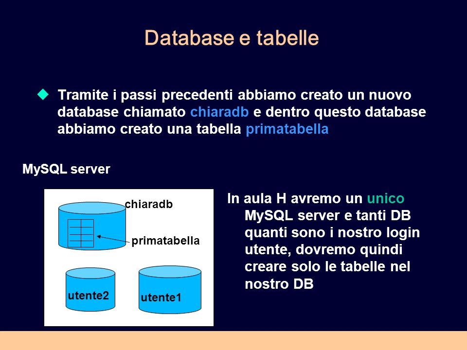 Database e tabelle