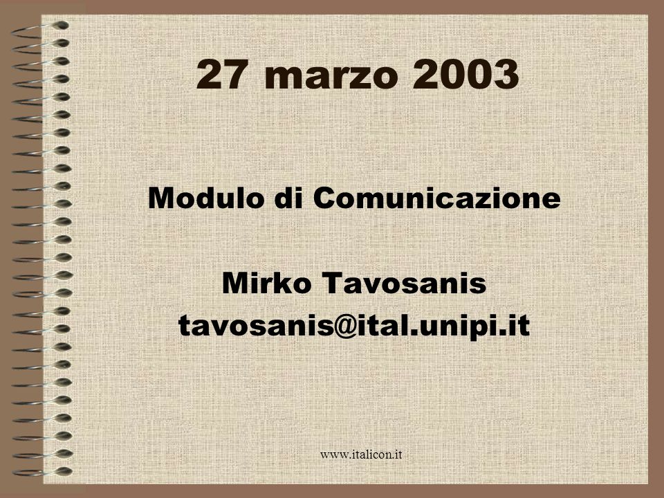 Modulo di Comunicazione Mirko Tavosanis