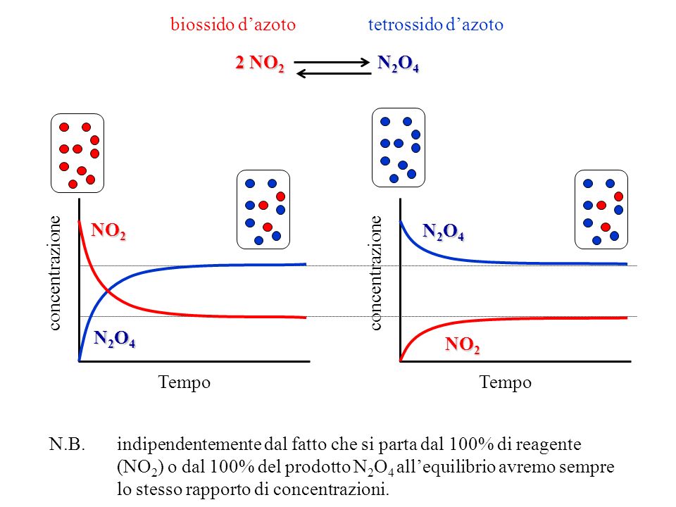 biossido d’azoto tetrossido d’azoto. 2 NO2 N2O4. NO2. N2O4. concentrazione. concentrazione.