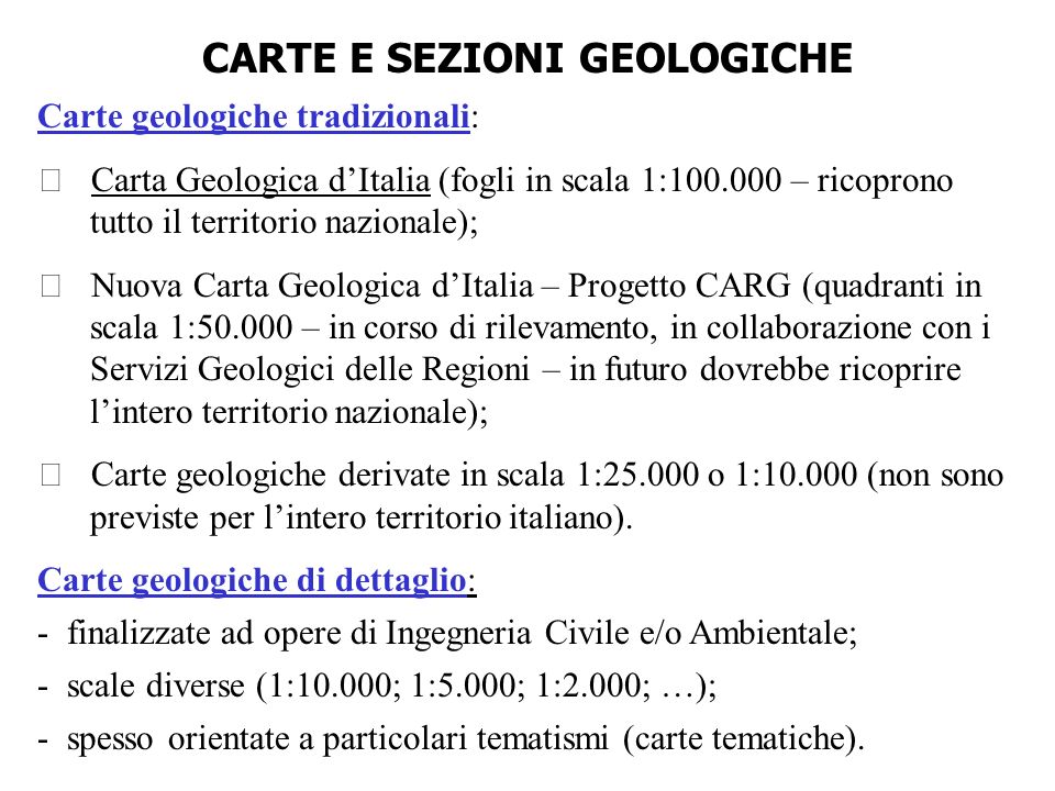 CARTE E SEZIONI GEOLOGICHE