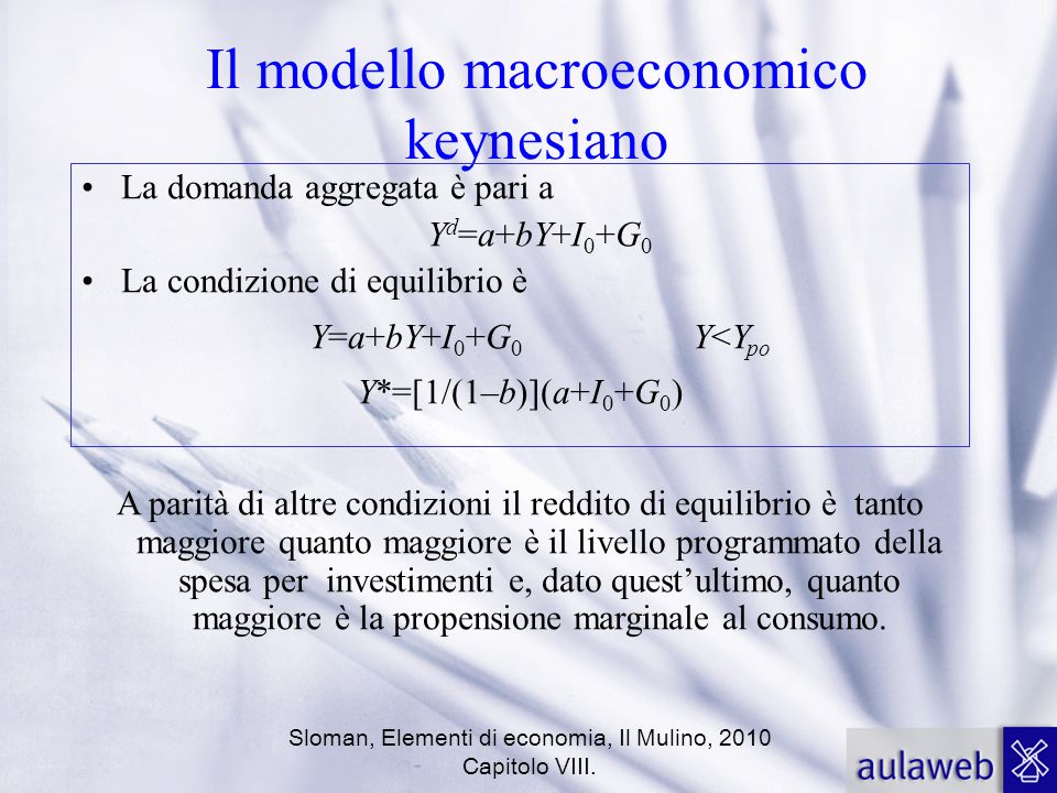 Il modello macroeconomico keynesiano