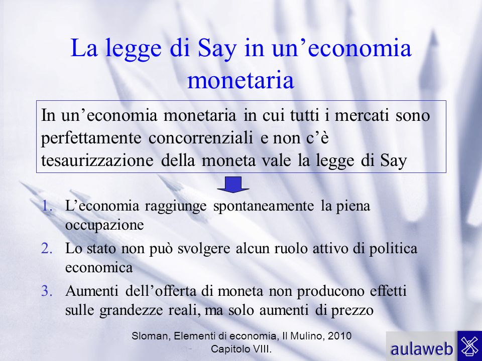 La legge di Say in un’economia monetaria