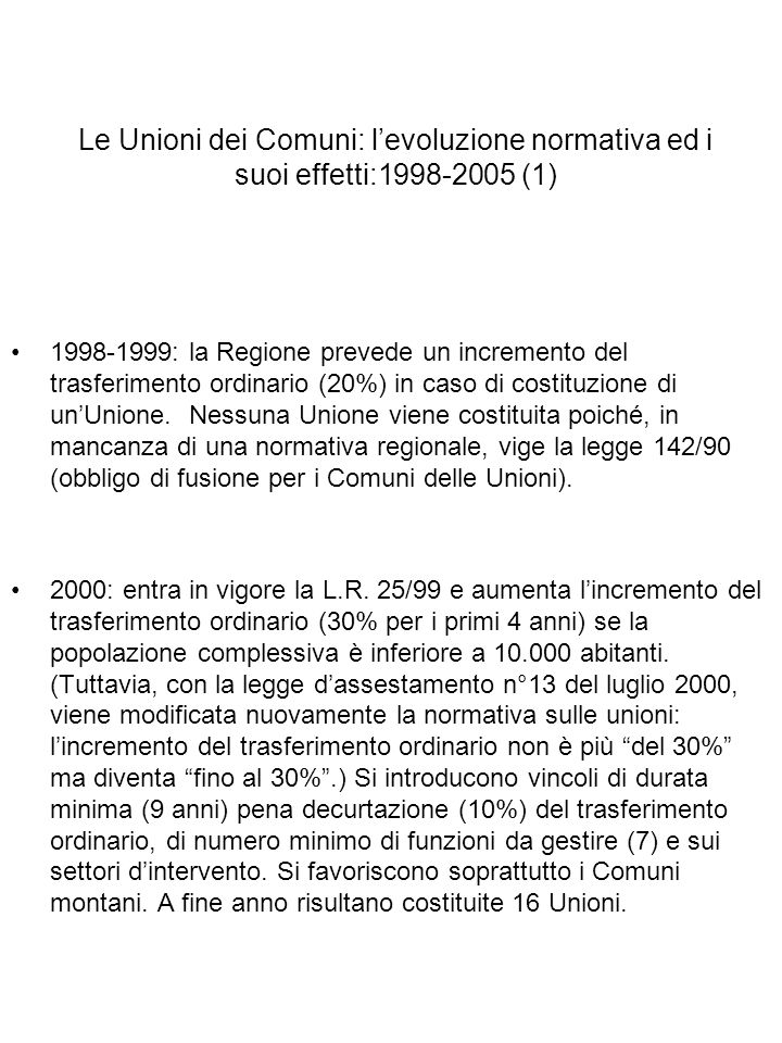 Le Unioni dei Comuni: l’evoluzione normativa ed i suoi effetti: (1)