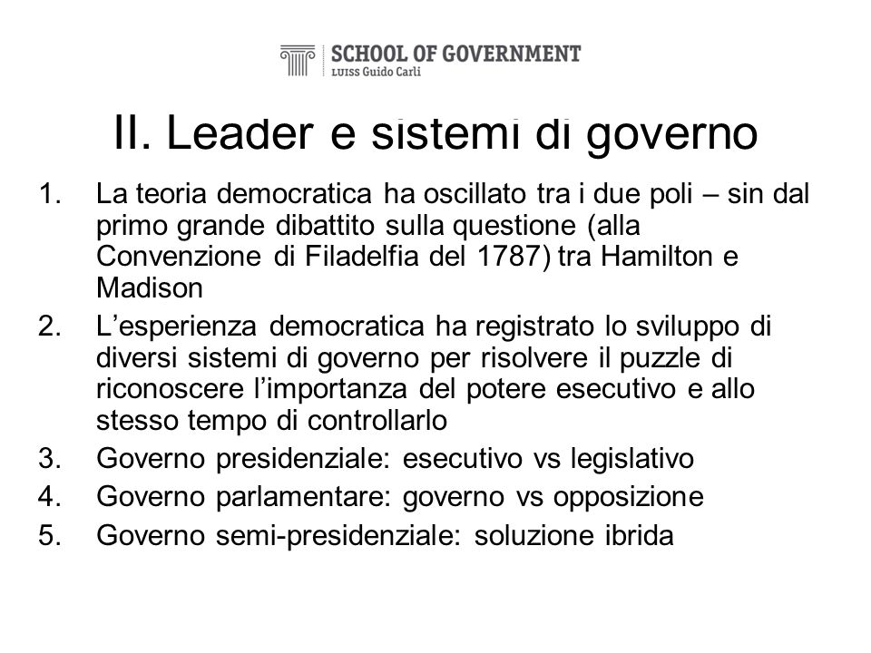 II. Leader e sistemi di governo