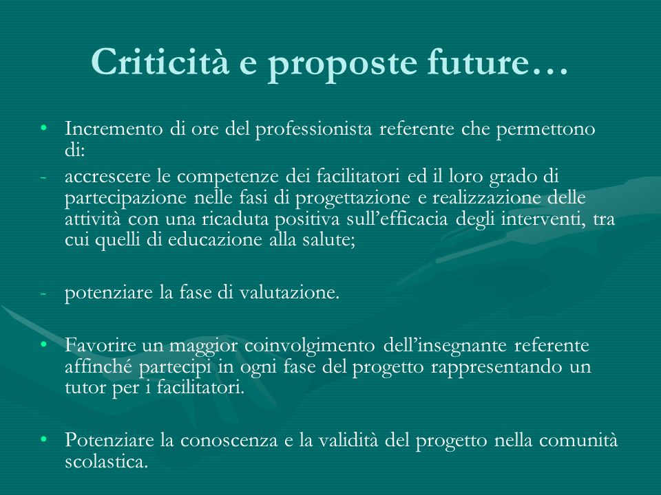 Criticità e proposte future…