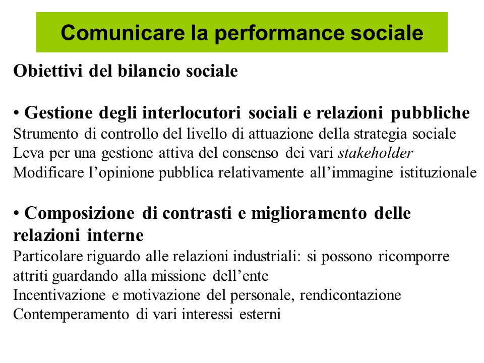 Comunicare la performance sociale