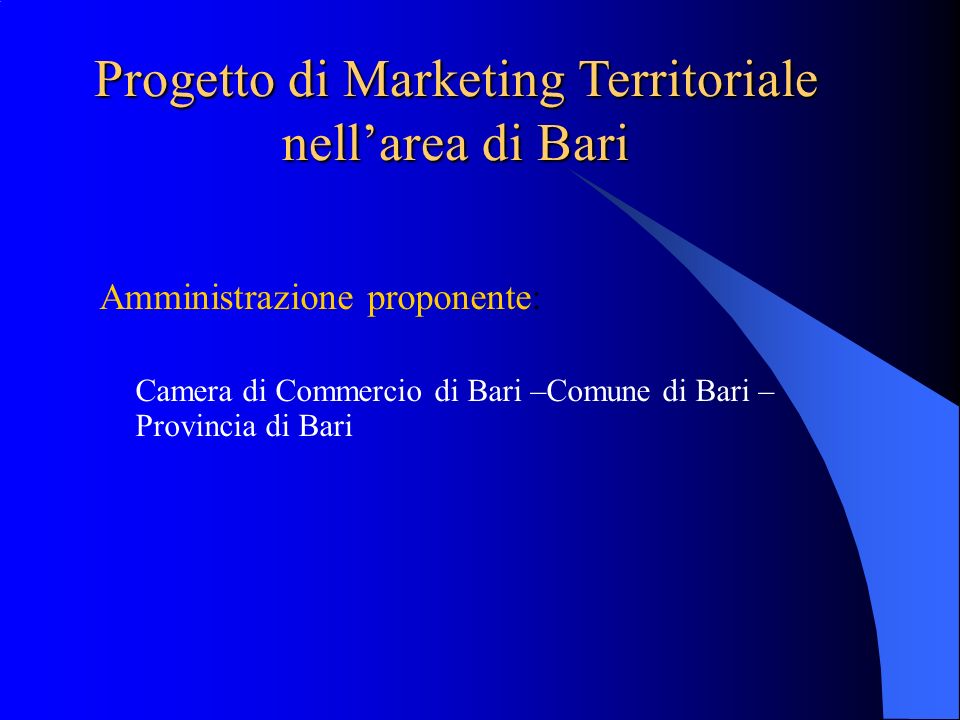Progetto di Marketing Territoriale nell’area di Bari