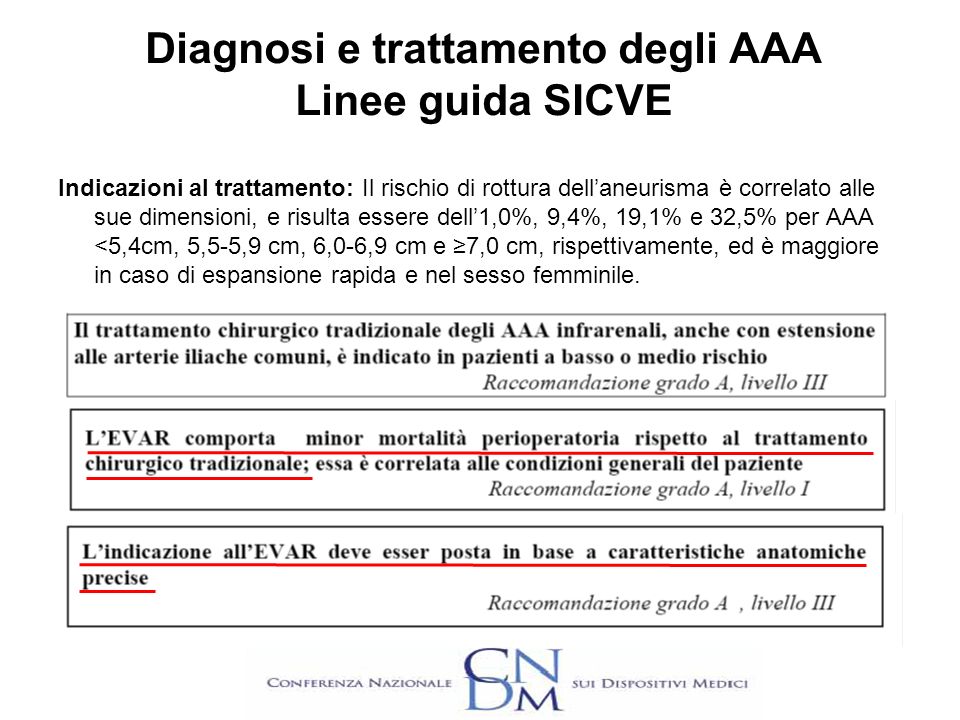 Diagnosi e trattamento degli AAA Linee guida SICVE