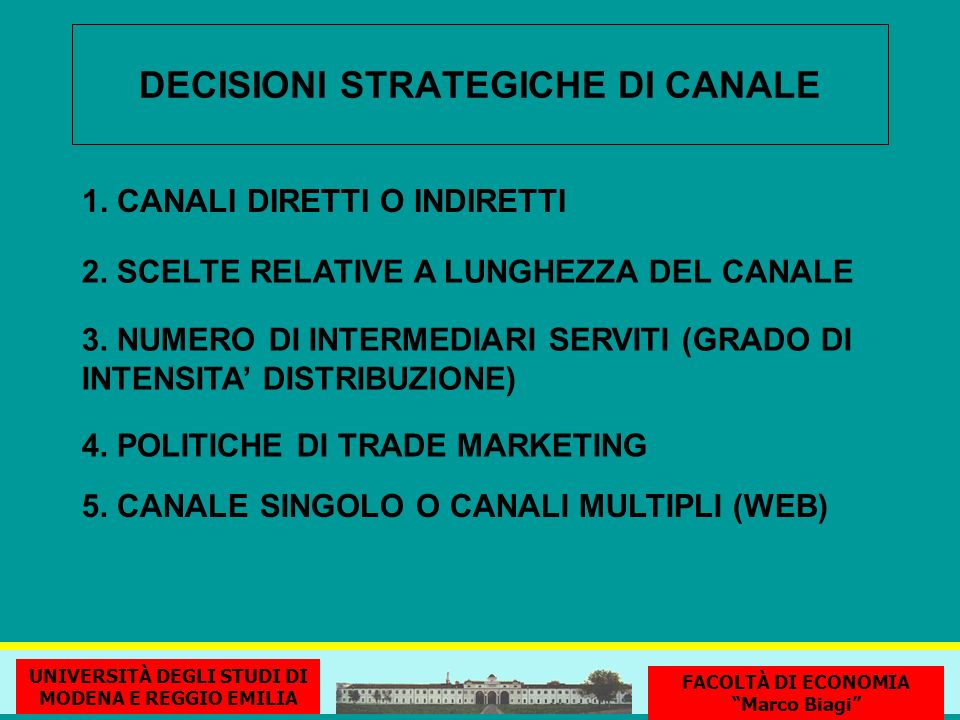 DECISIONI STRATEGICHE DI CANALE