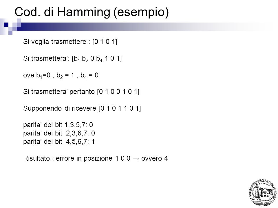 Cod. di Hamming (esempio)