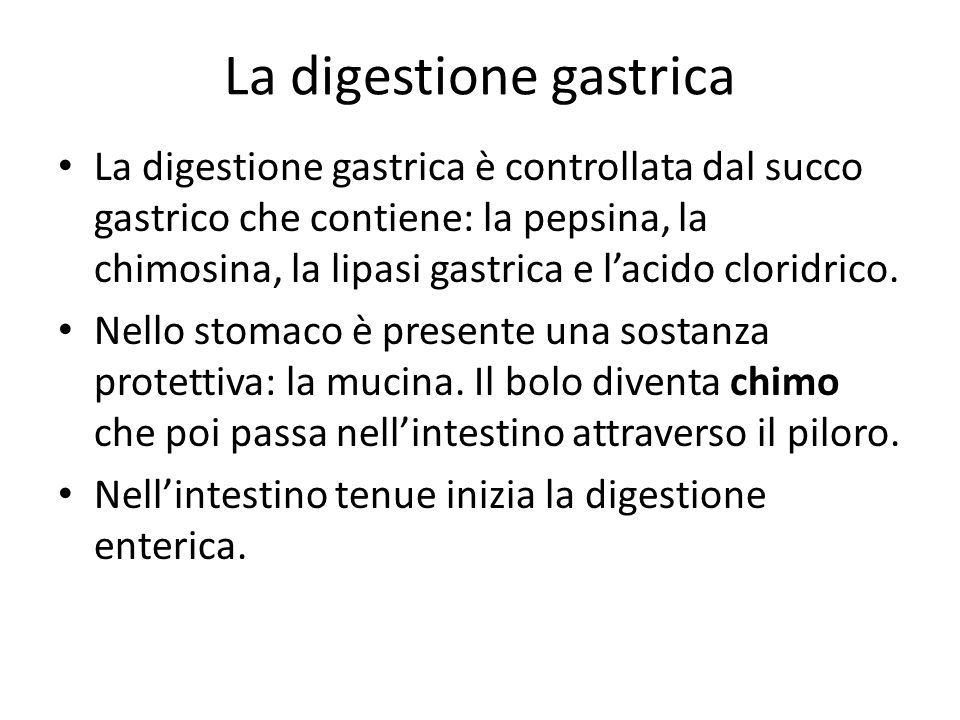 La digestione gastrica