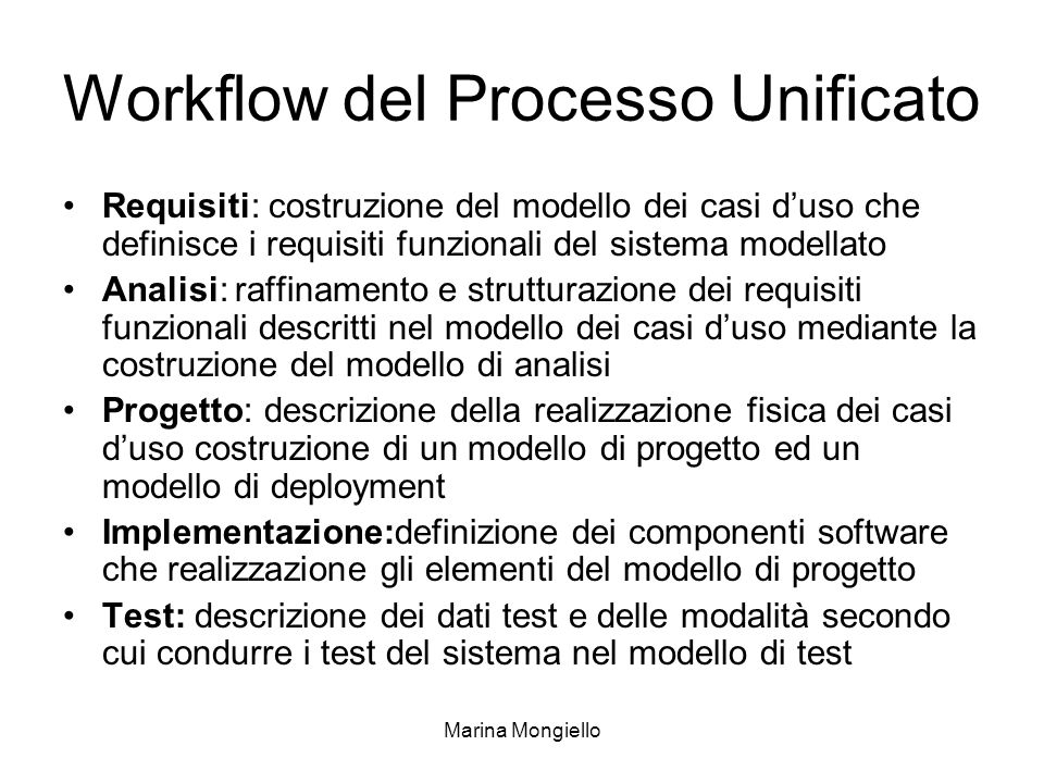Workflow del Processo Unificato
