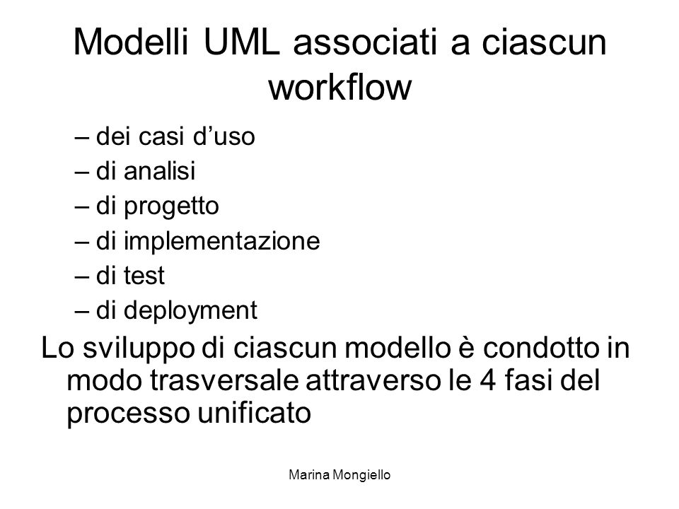 Modelli UML associati a ciascun workflow