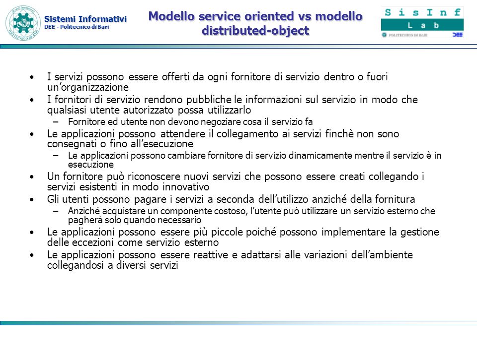 Modello service oriented vs modello distributed-object