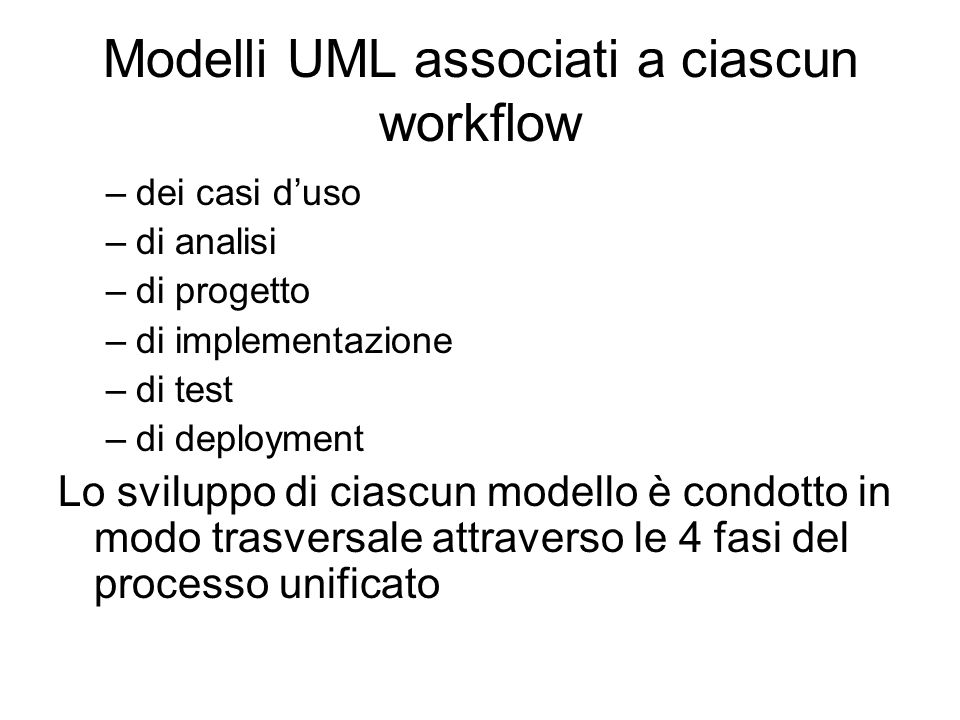 Modelli UML associati a ciascun workflow